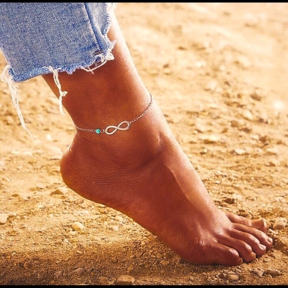Infinity Symbol Silver tone Ankle Bracelet - Picture 1 of 5
